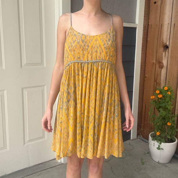 Free People Periscopes In The Sky Yellow Babydoll Dress - Picture 2 of 10